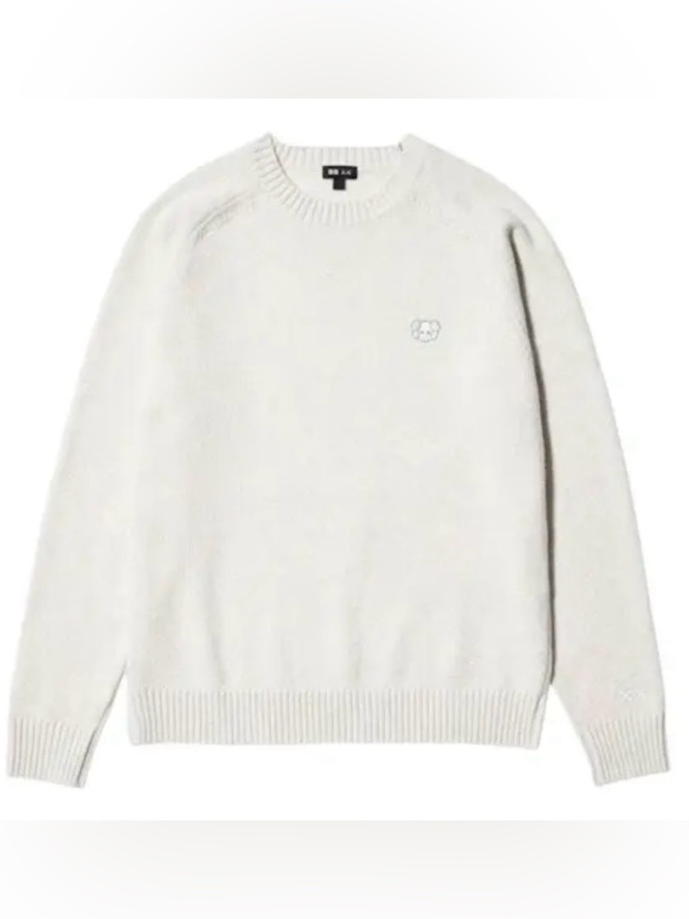 Uniqlo X KAWS Light Gray Crewneck Sweater with Small Chest Embroidered Motif